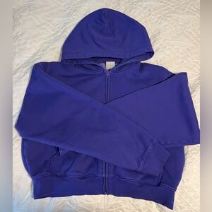 Aritzia TNA cozy fleece boxy up zip sweater electric violet